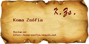 Koma Zsófia névjegykártya